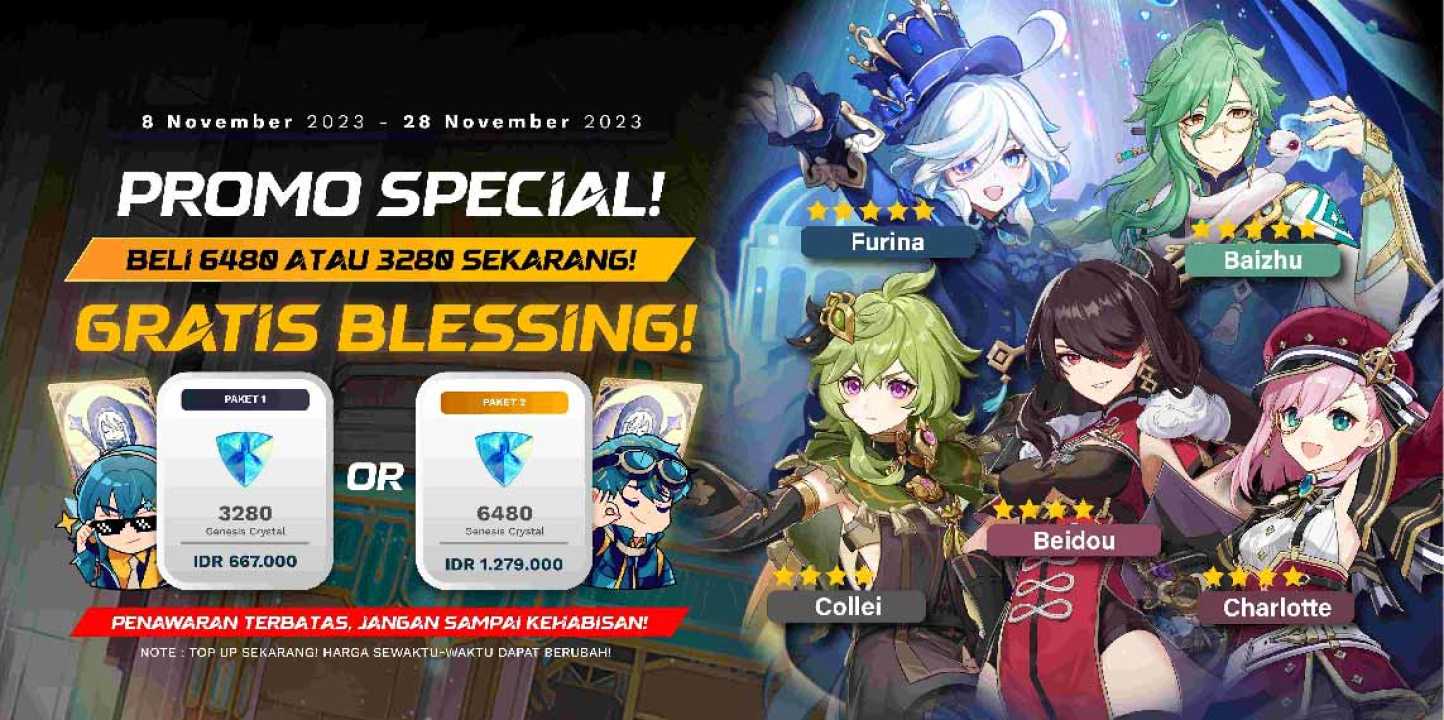 Top Up Genesis Crystal di Ditusi.co.id Gratis Blessings of The Welkin Moon!