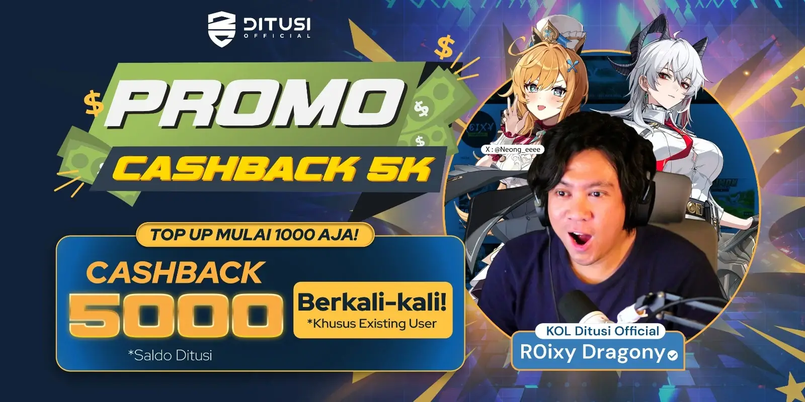 💸 Top Up Mulai 1.000, Cashback 5.000 Bisa Berkali-Kali!