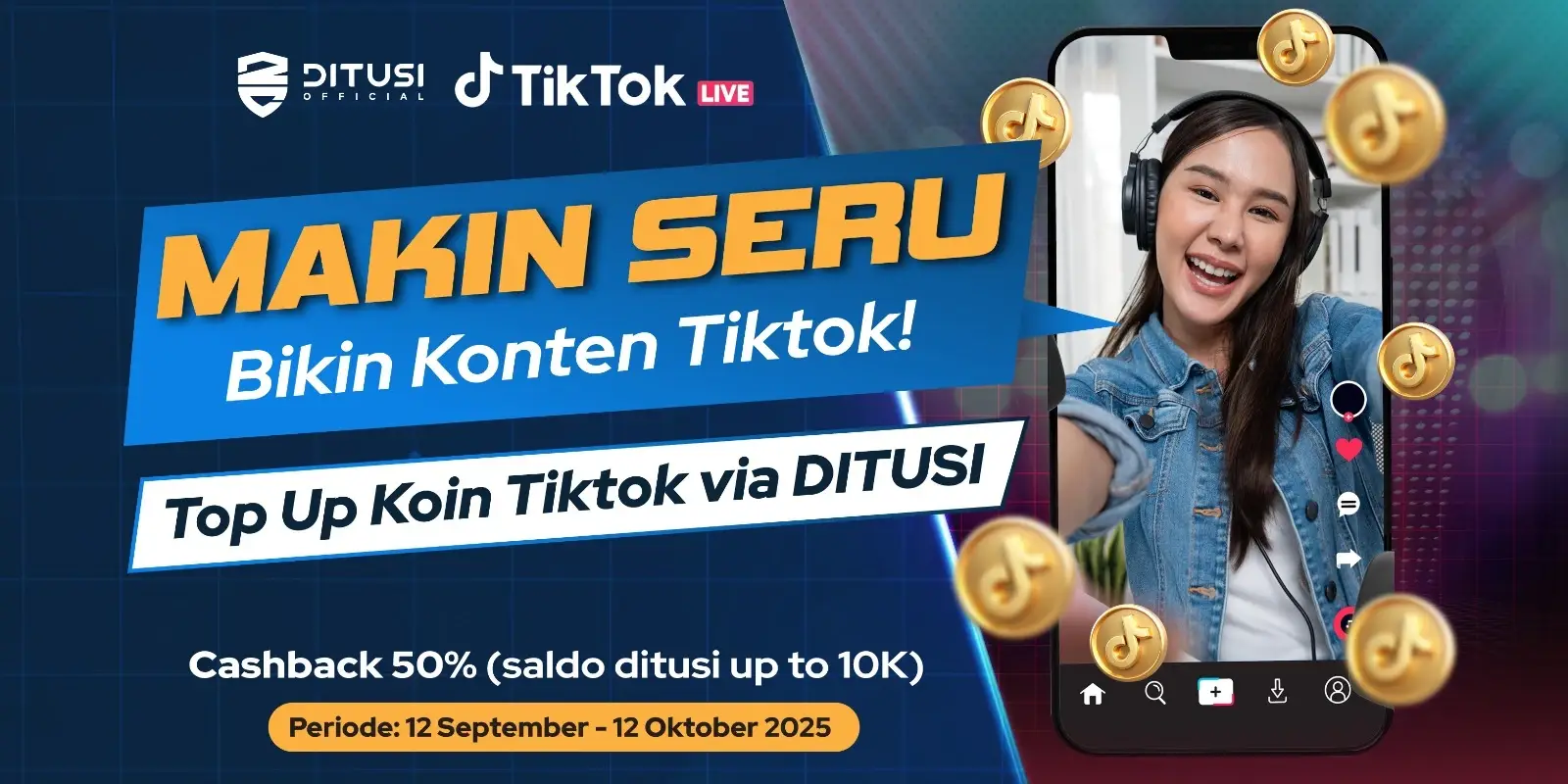 Top Up Koin TikTok via Ditusi, Cashback 50% Buat Kamu!